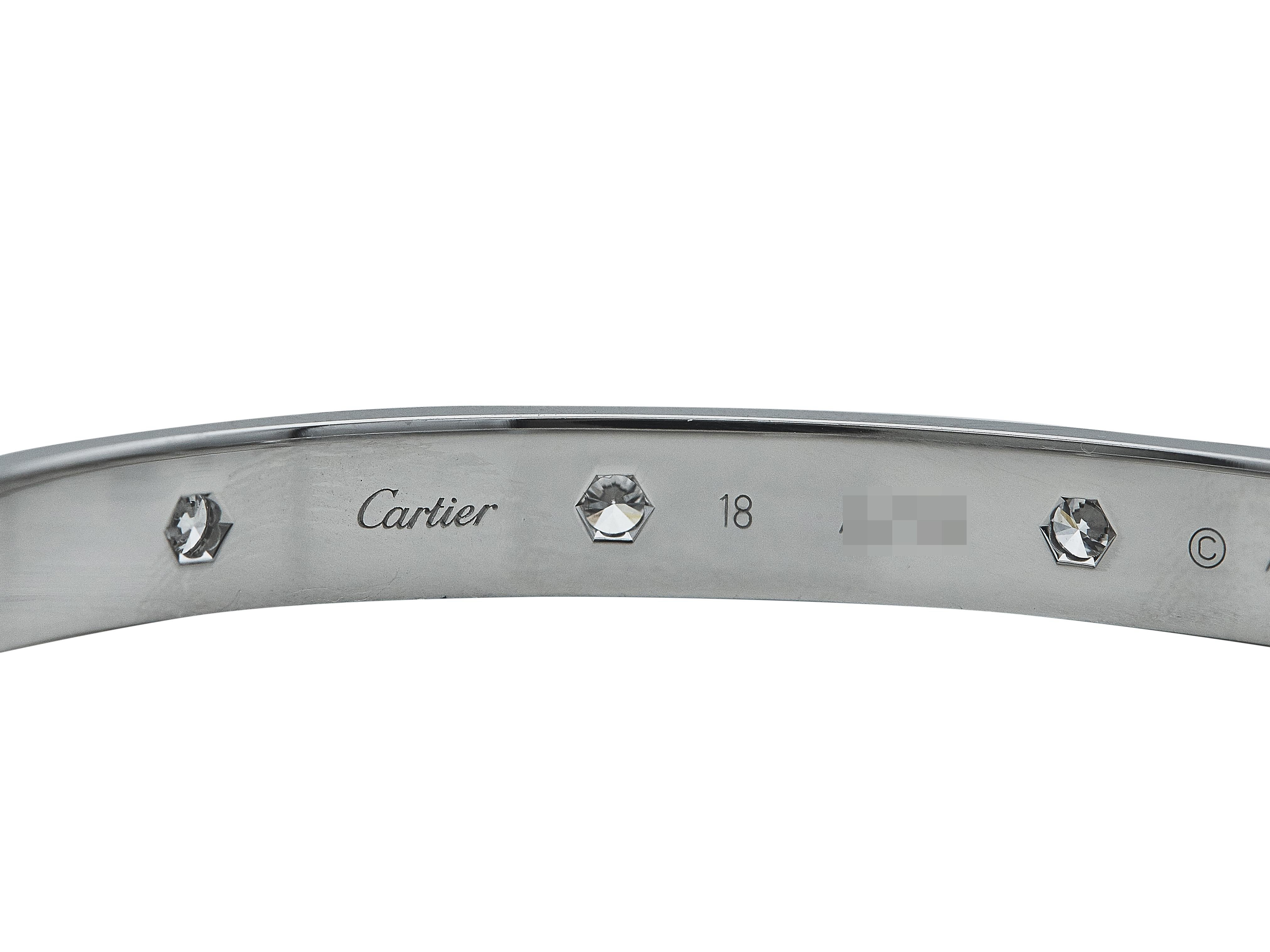 Cartier Love Bracelet Modèle Classique Or Blanc 18K 10 Diamants Taille 18 Excellent état - En vente à New York, NY