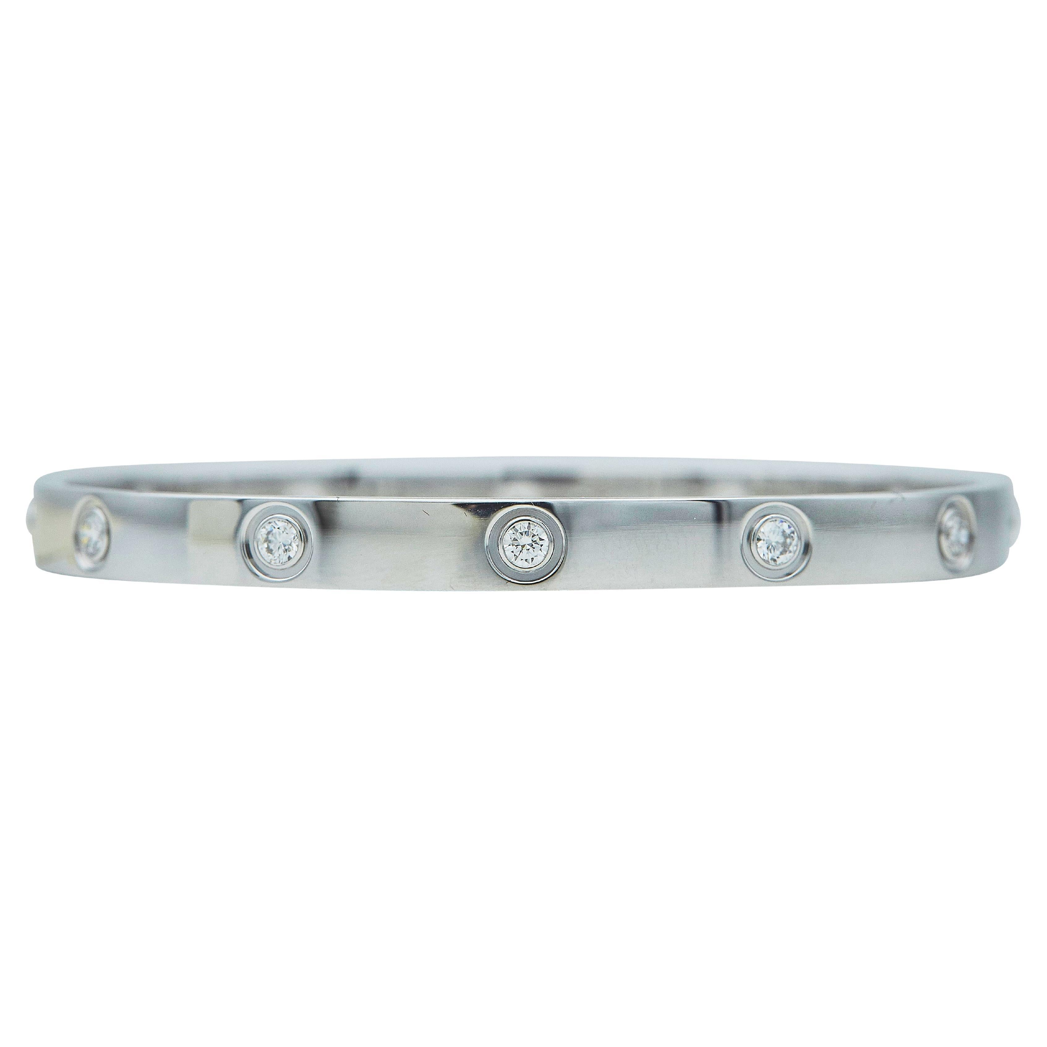 Cartier Bracciale dell'Amore Modello Classico Oro Bianco 18K 10 Diamanti Taglia 18