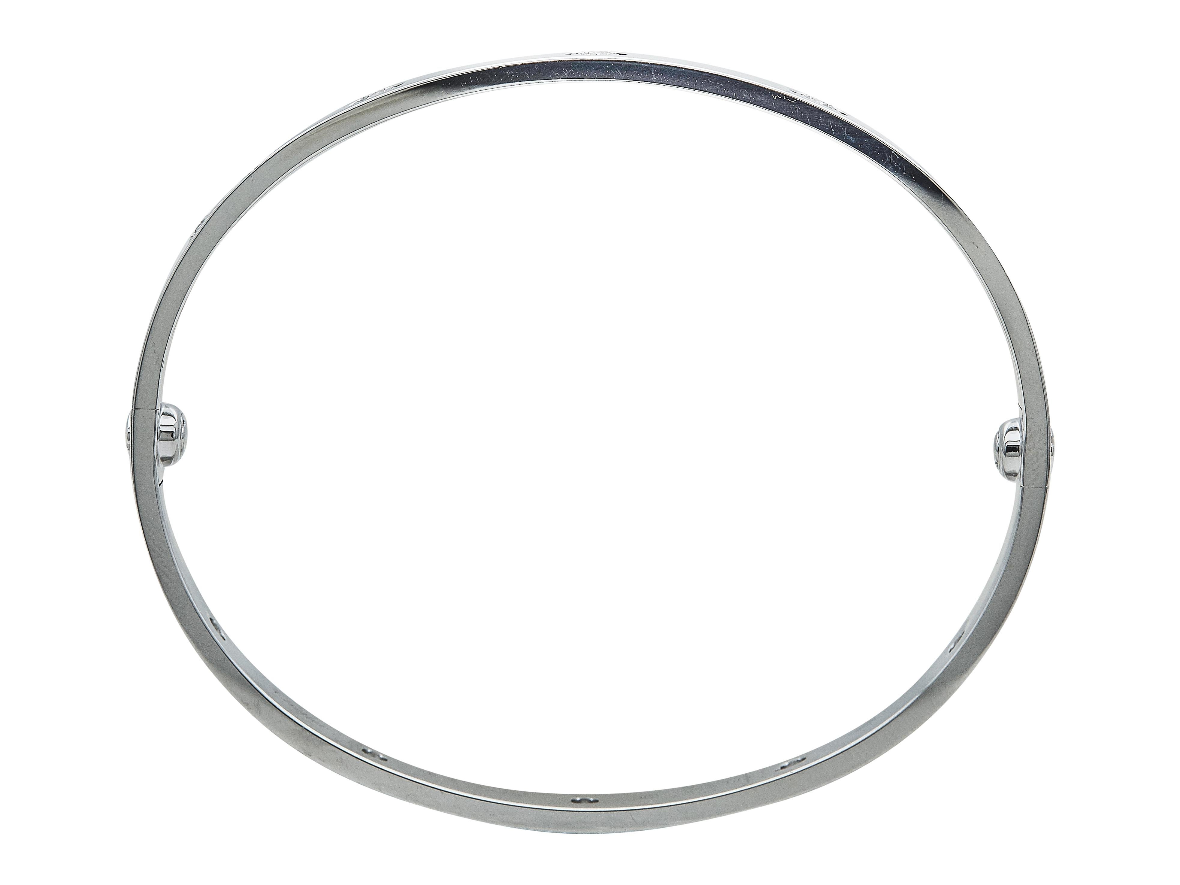 Taille ronde Cartier Love Bracelet Modèle Classique Or Blanc 18K 10 Diamants Taille 18 en vente