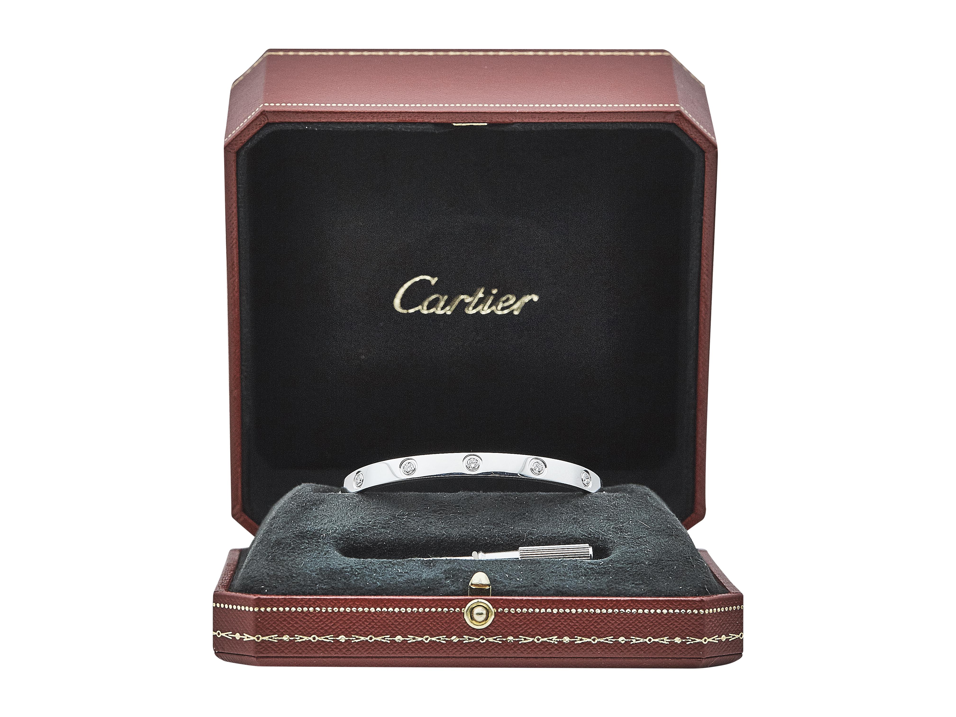 Cartier Love Bracelet Modèle Classique Or Blanc 18K 10 Diamants Taille 18 Unisexe en vente