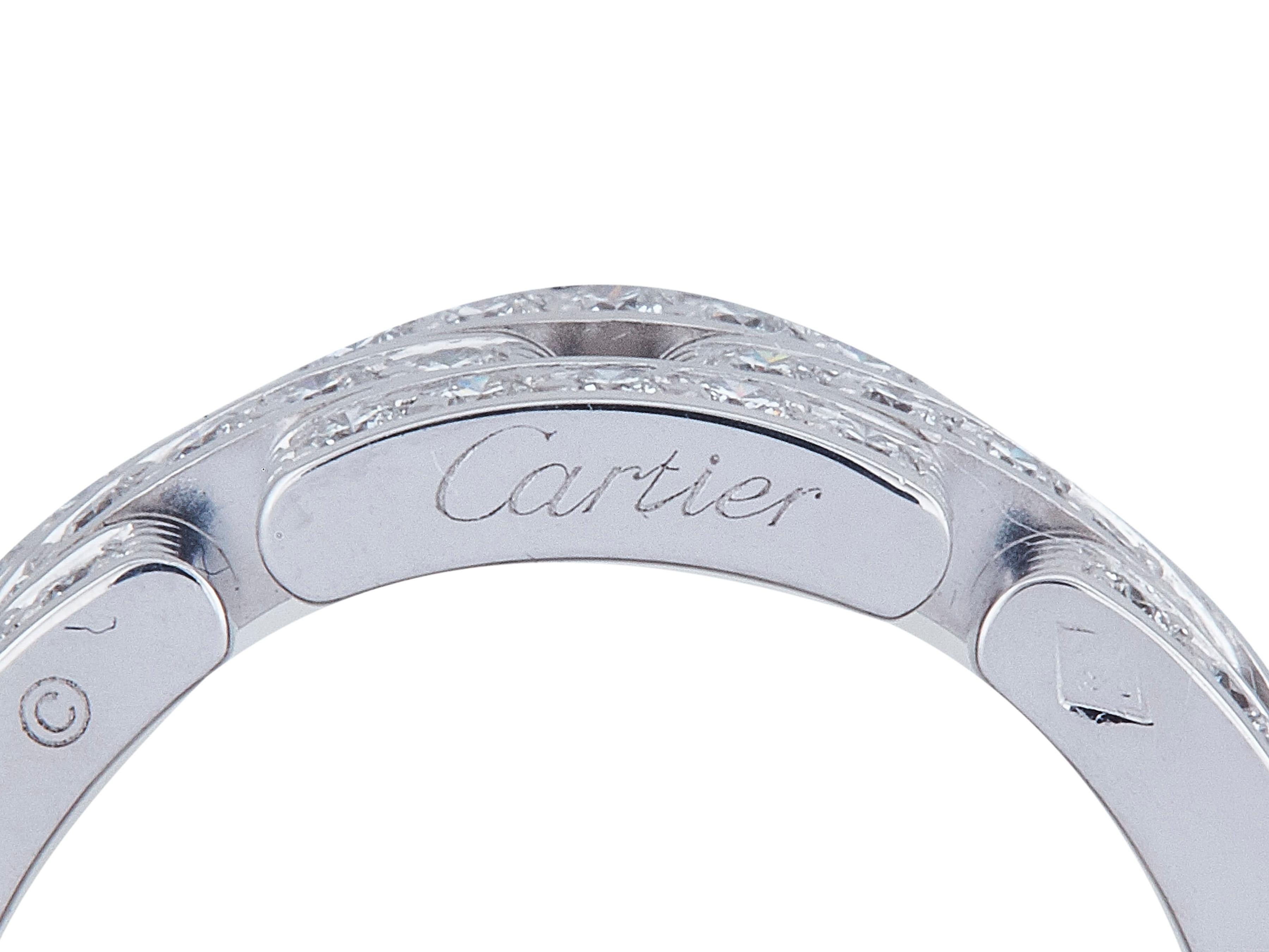 Taille ronde Cartier Bague Maillon Panthère 18K WG Triple Row Paved Taille 54 en vente