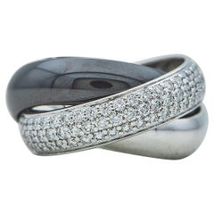 Bague Trinity de Cartier en or blanc 18K pavé Taille 50