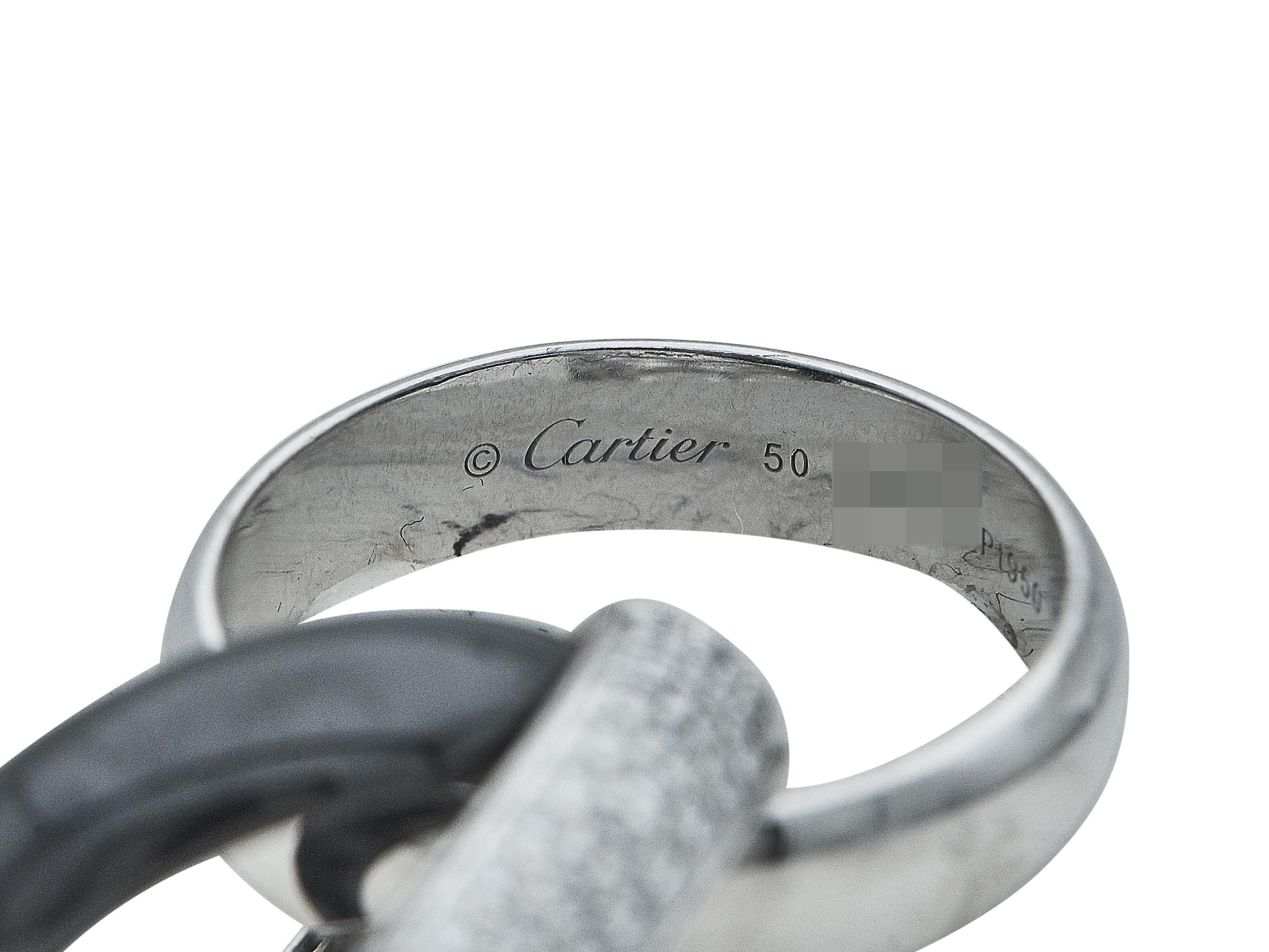 Taille ronde Bague Trinity de Cartier en or blanc 18K pavé Taille 50 en vente