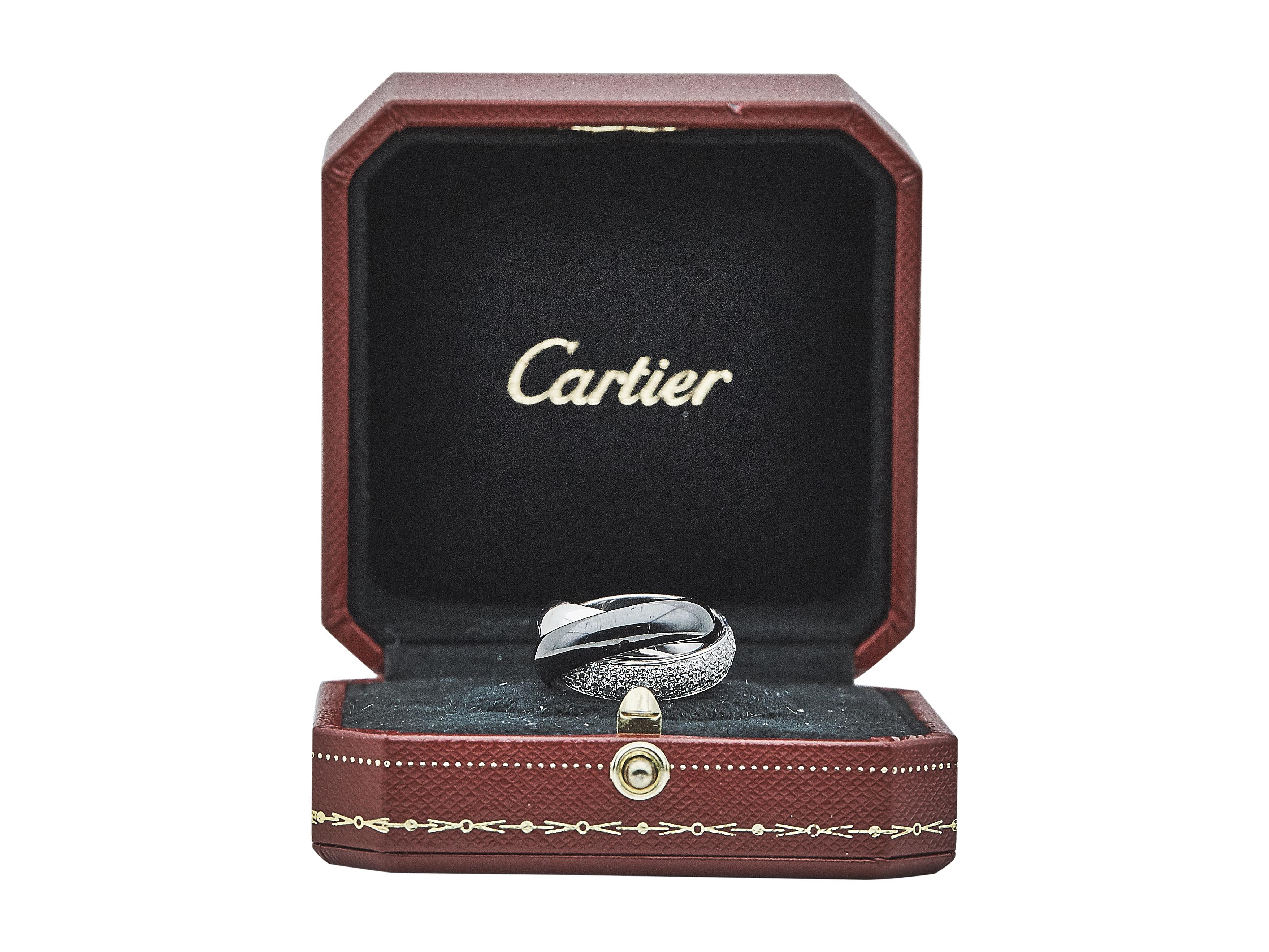 Bague Trinity de Cartier en or blanc 18K pavé Taille 50 Excellent état - En vente à New York, NY