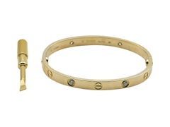 Cartier Love Armband, klassisches Modell, 18 Karat Gelbgold, 4 Diamanten, Größe 17