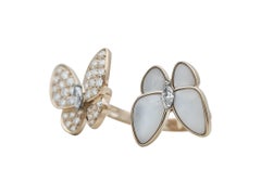 Van Cleef & Arpels 18k Rose Gold, Mother-of-Pearl & Diamond Two Butterfly Ring