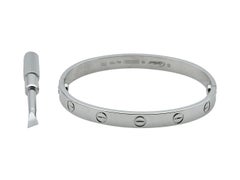Bracelet Cartier Love, modèle classique, or blanc 18 carats, taille 16