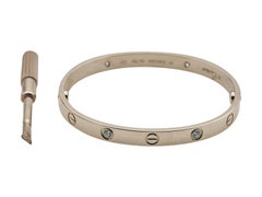 Bracelet Cartier Love, modèle classique, 4 diamants, or rose 18 carats, taille 17