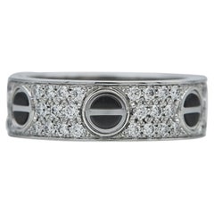 Cartier Love Ring, 18K White Gold, Ceramic, & Diamond, Size 55