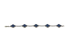 Van Cleef & Arpels Vintage Alhambra 18K Yellow Gold & Blue Agate Bracelet