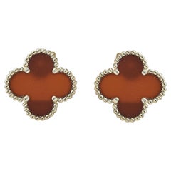 Van Cleef & Arpels Vintage Alhambra 18K Yellow Gold & Carnelian Earrings