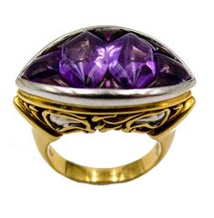 Regal Fancy Shape Bufftop Amethyst Gold Ring 5