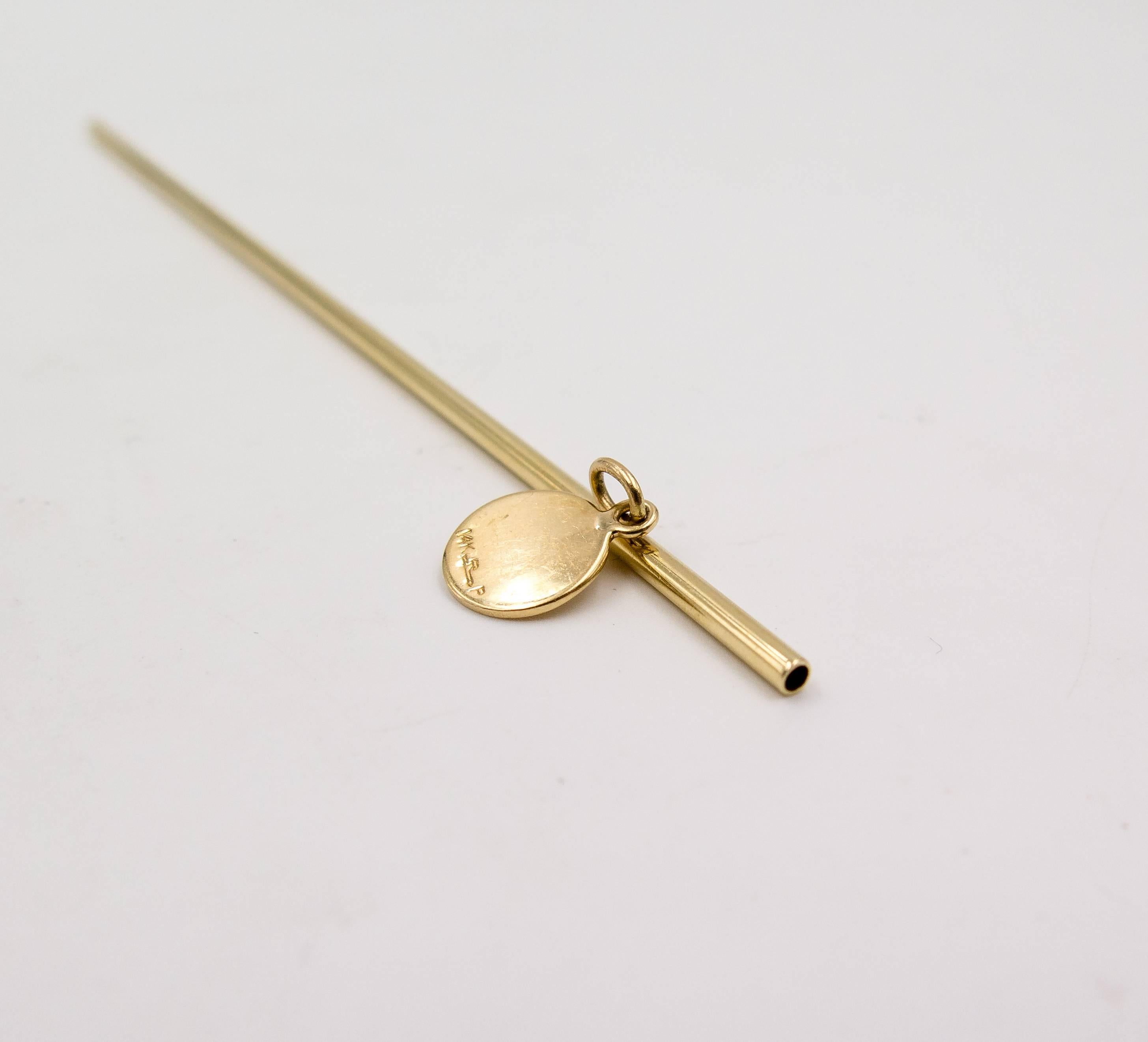   We doubt anyone these days requires a 14 karat gold straw, but isn't it a luxury to consider owning one?  This item measures 5 1/2
