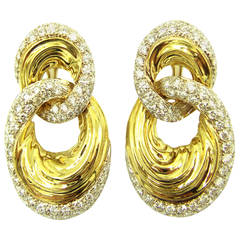Elegant Diamond Gold Double Hoop Earrings 4