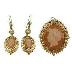 Victorian Hardstone Pearl Gold Cameo Suite 6