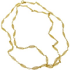 Victorian French Long Elegant  Gold Chain Necklace