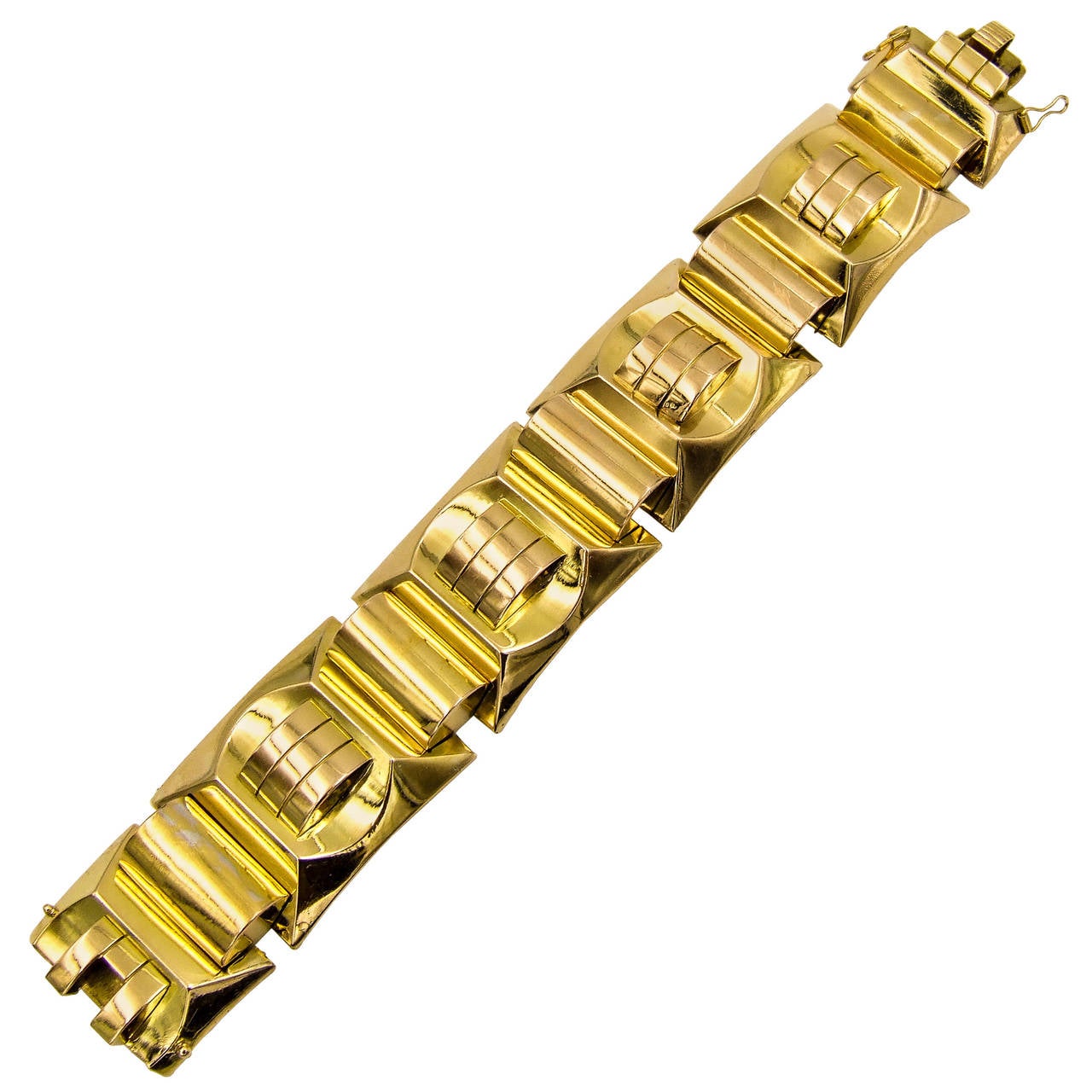 Massive Two Color Gold Machine Age Bracelet