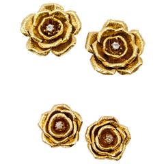 Floral Suite of Earrings and Brooches