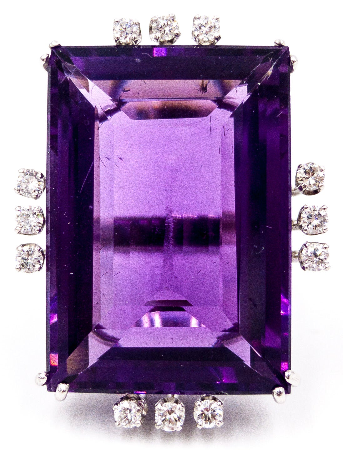 Women's Spectacular 50 Carat Amethyst Diamond Gold Cocktail Ring