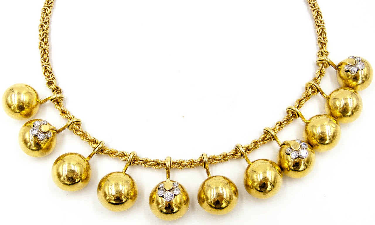 Playful Diamond Gold Vicenza Italy Necklace For Sale at 1stDibs