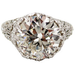 Stunning 4.23 Carat GIA Cert Diamond Platinum Engagement Ring 8