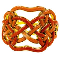 Angela Cummings  for Tiffany Rare Coral Gold Knot Motif Bracelet