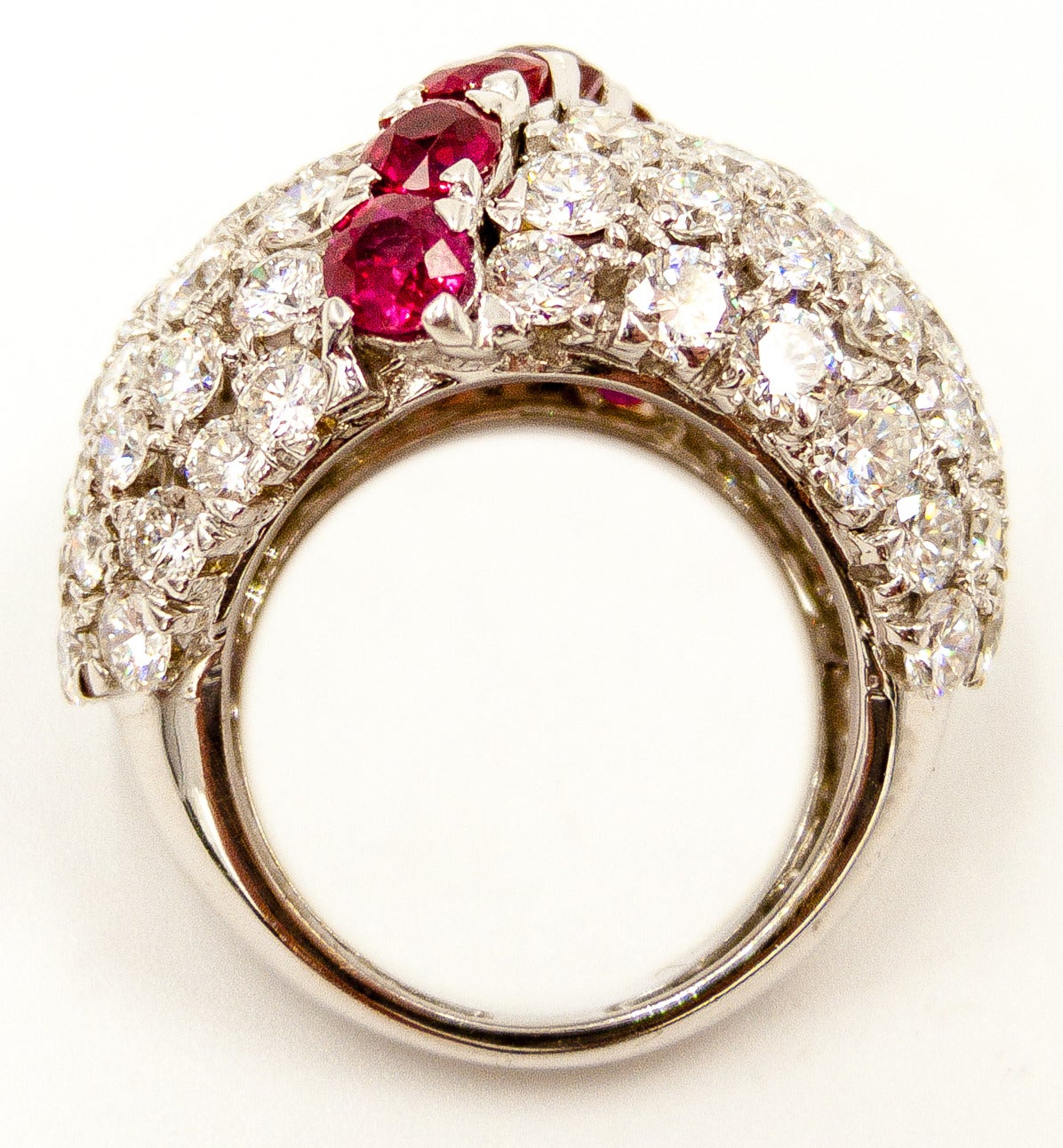 Women's Impressive Ruby Diamond Platinum Dome Ring