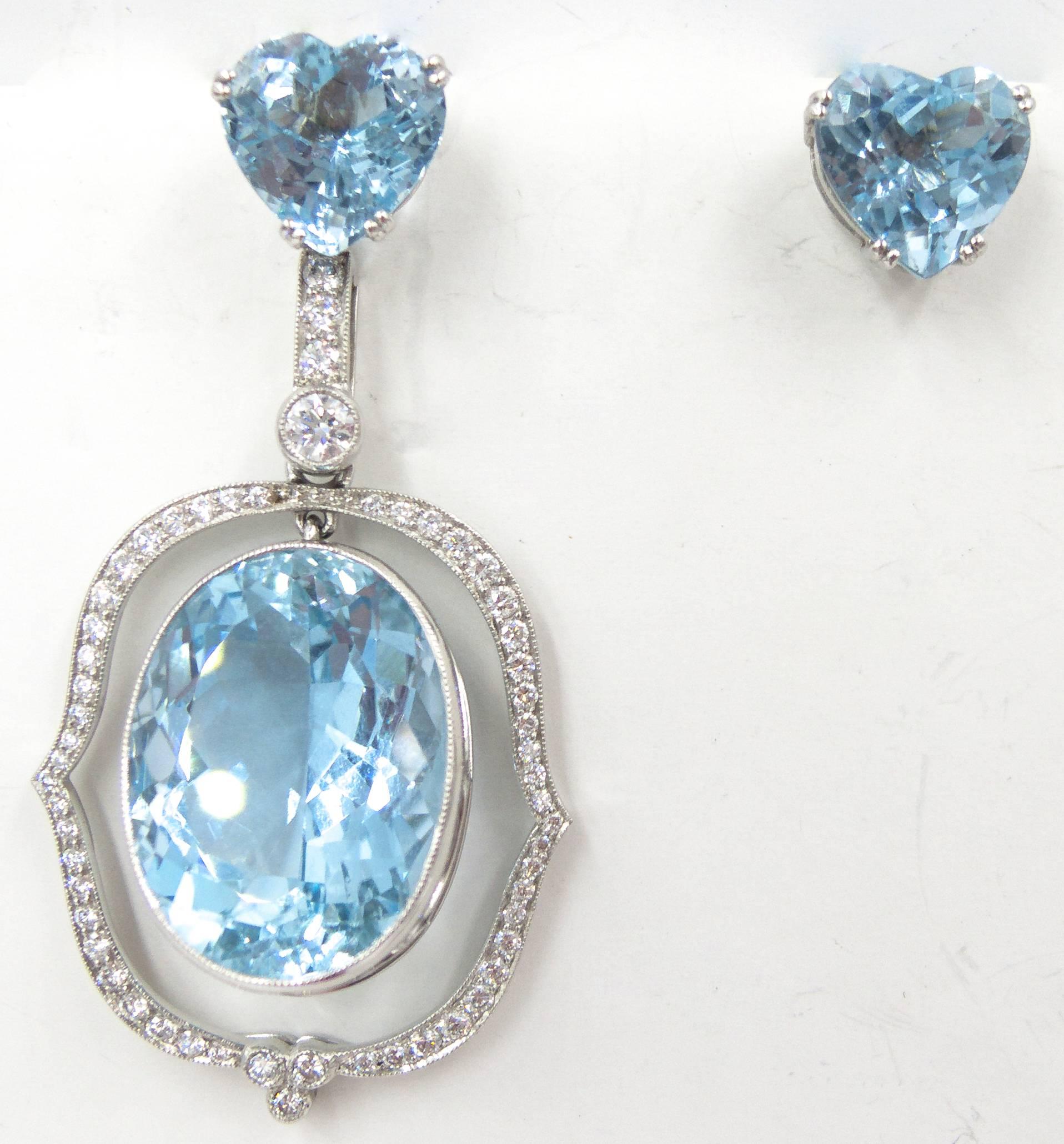 Women's Spectacular Aquamarine Diamond Platinum Day to Night Earrings