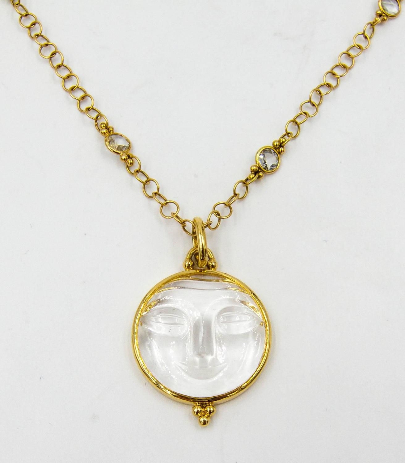 Temple St Clair Moon Face Pendant and Chain at 1stdibs