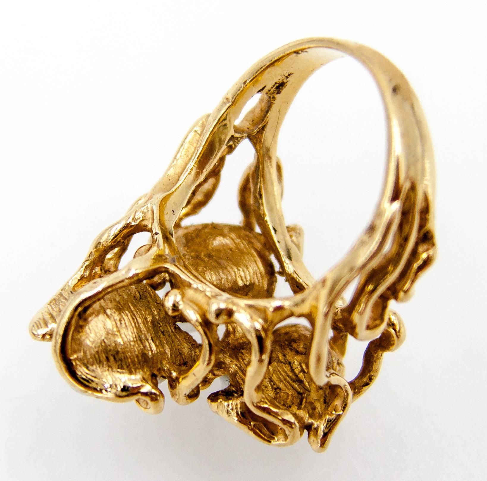 Women's American Studio Jeweler Gold and Pearl Ring