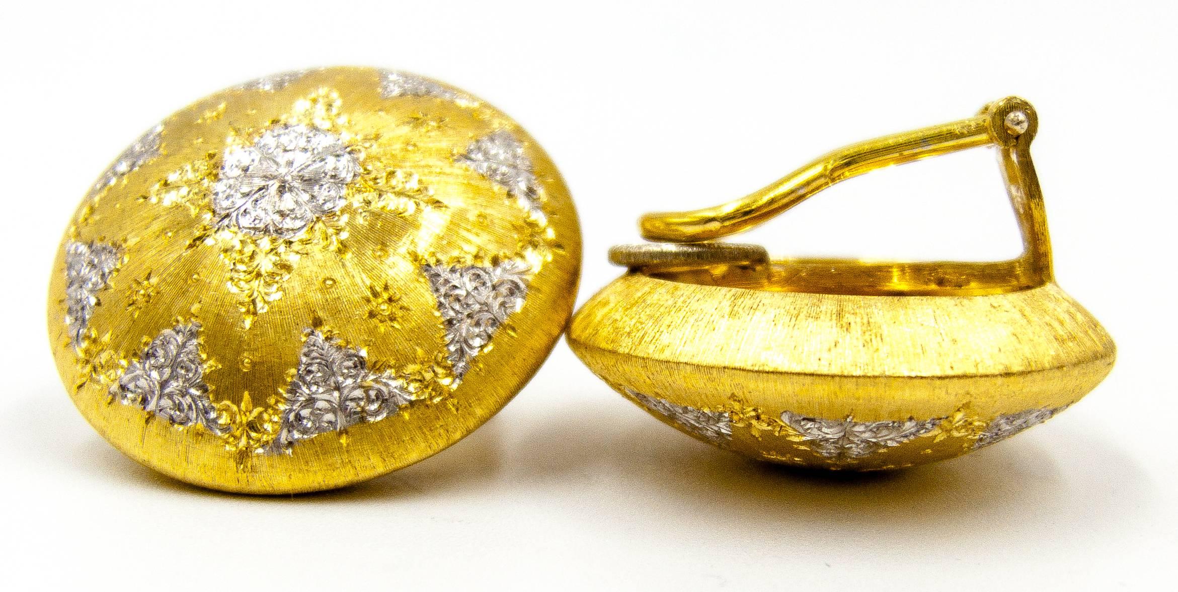 Women's  Buccellati Diamond Gold Earclips