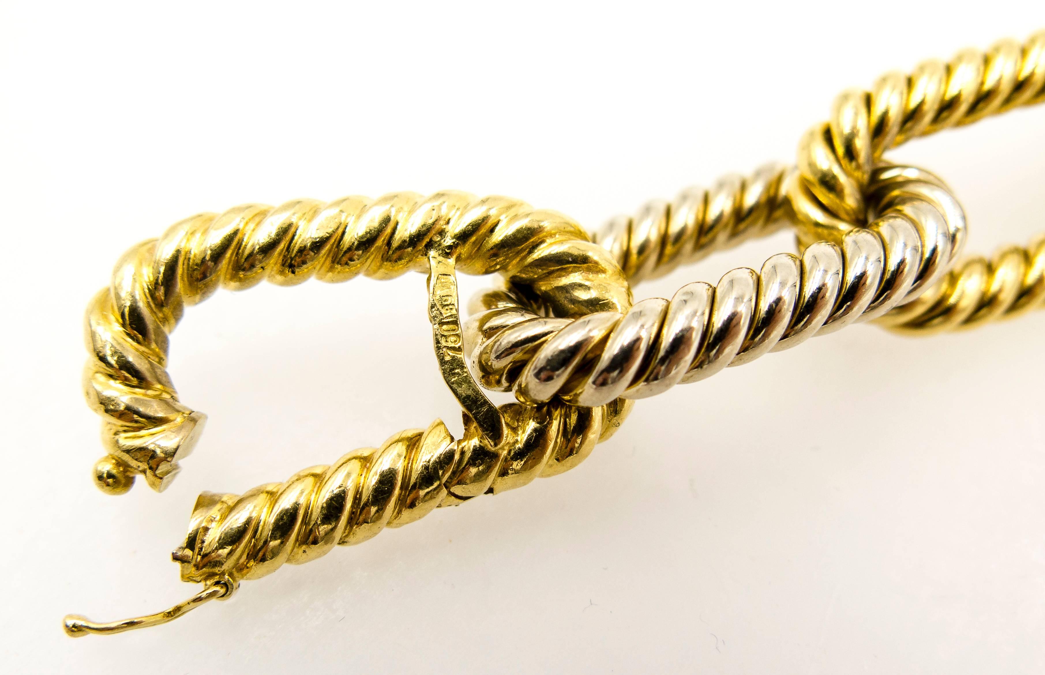 Women's or Men's Bold Two-Color Gold Gadroon Motif Link Bracelet