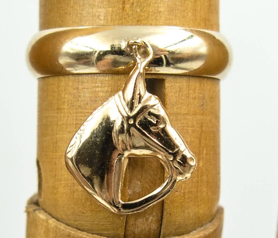 Women's or Men's Elegant Equine Gold Charm Ring