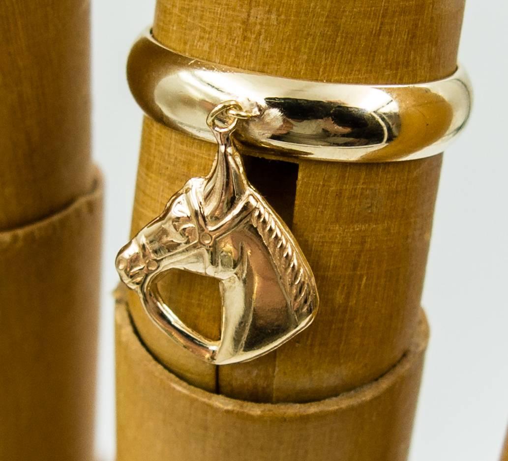 Elegant Equine Gold Charm Ring 1