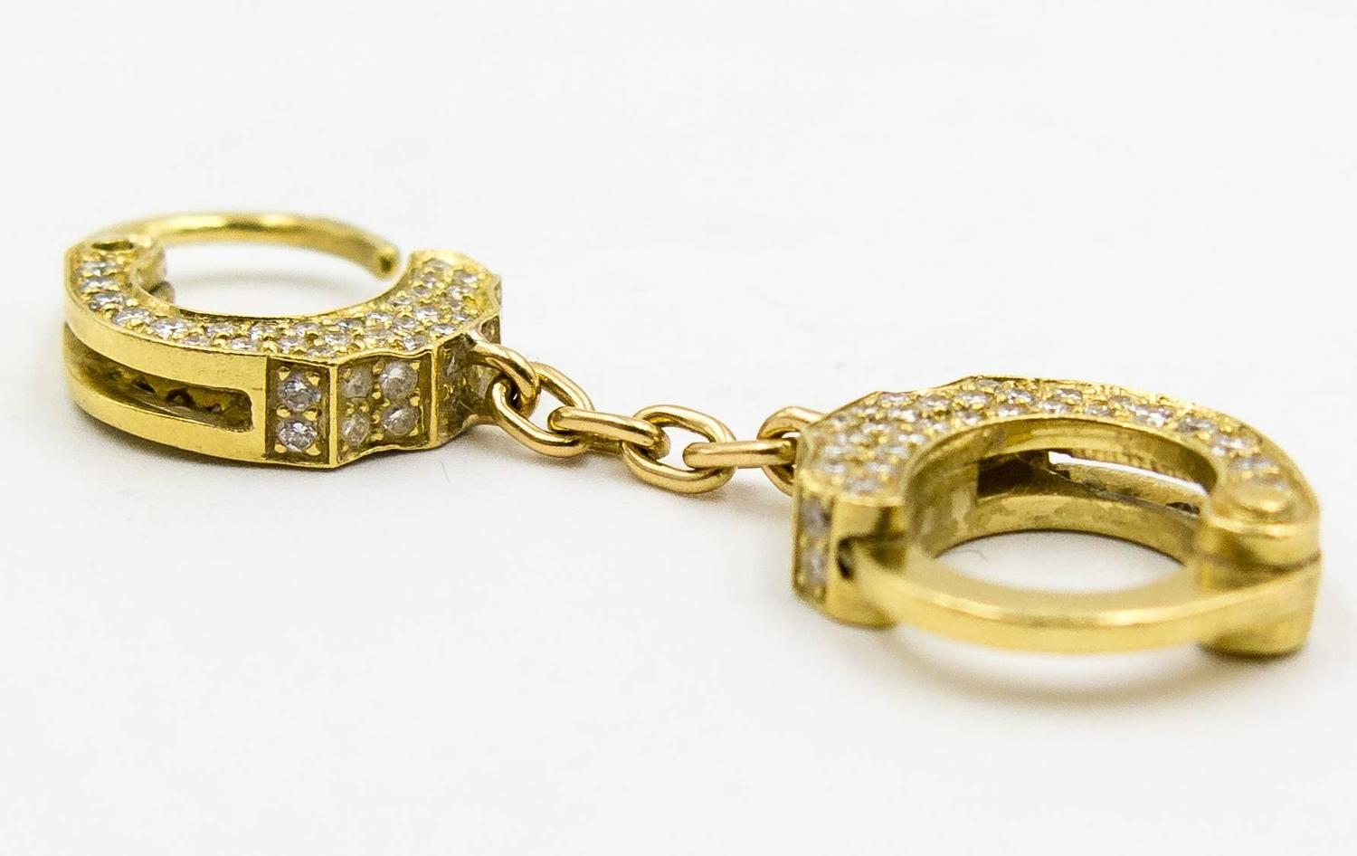 Unusual Diamond Gold Handcuff Pendant For Sale at 1stdibs