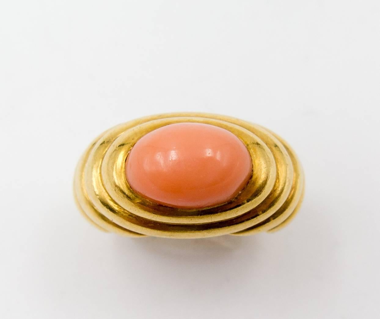 Angelsleder Koralle aus den 1970er Jahren  Ring aus Gold in Rosa 1