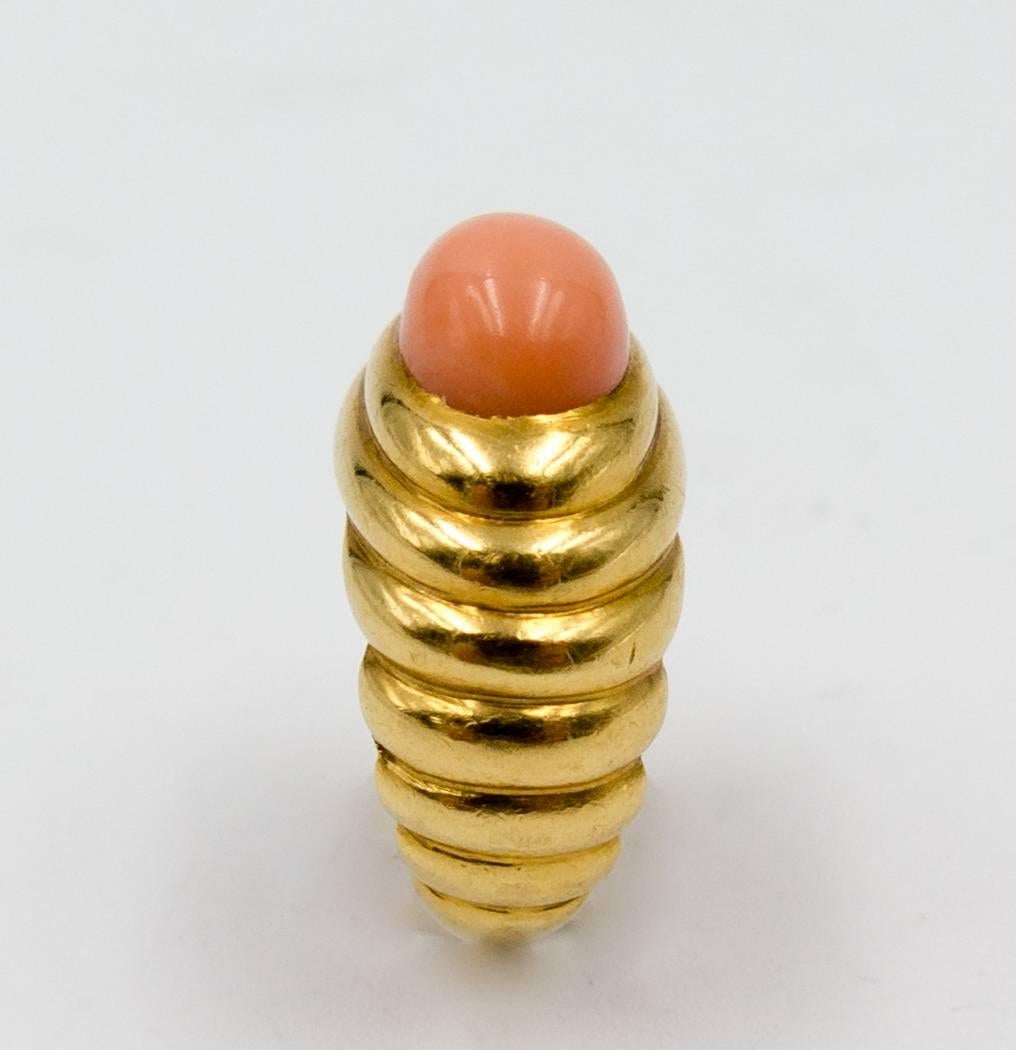 Angelsleder Koralle aus den 1970er Jahren  Ring aus Gold in Rosa 6