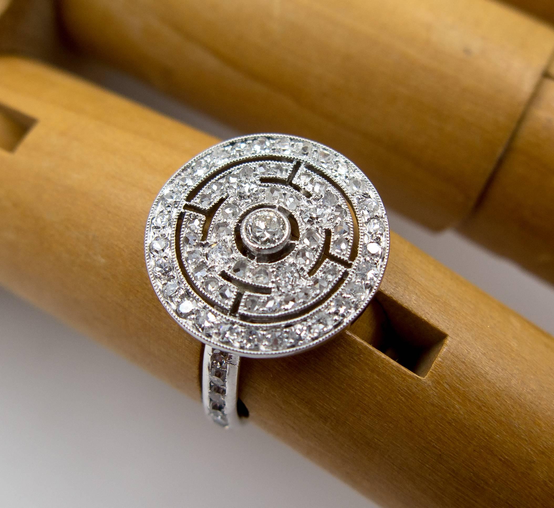 Art Deco Diamond Mandala Motif Ring 1