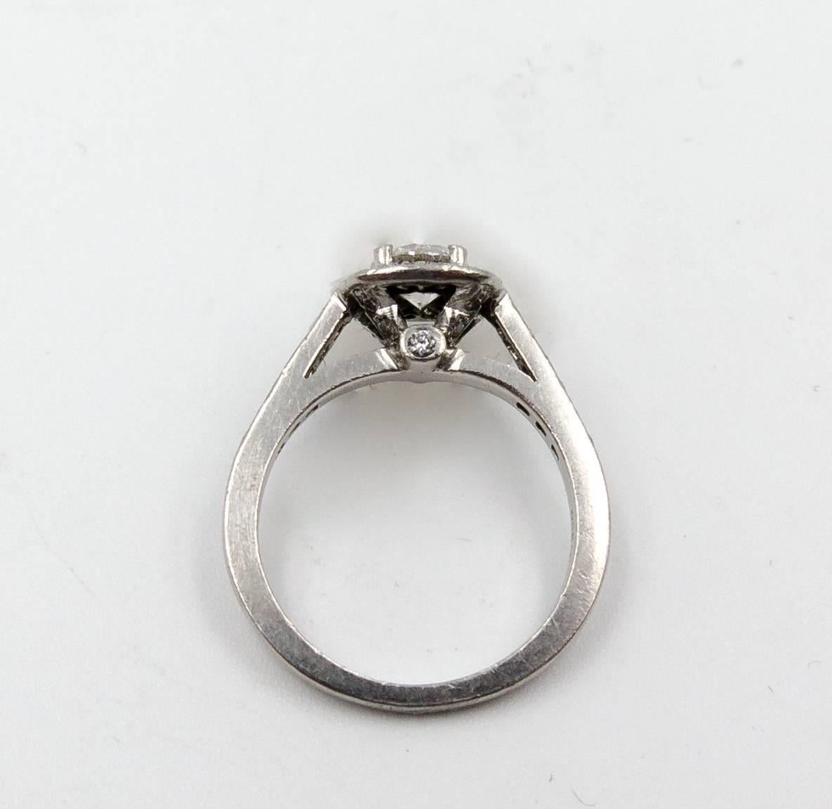 Women's or Men's Petite Diamond  Platinum Halo Ring