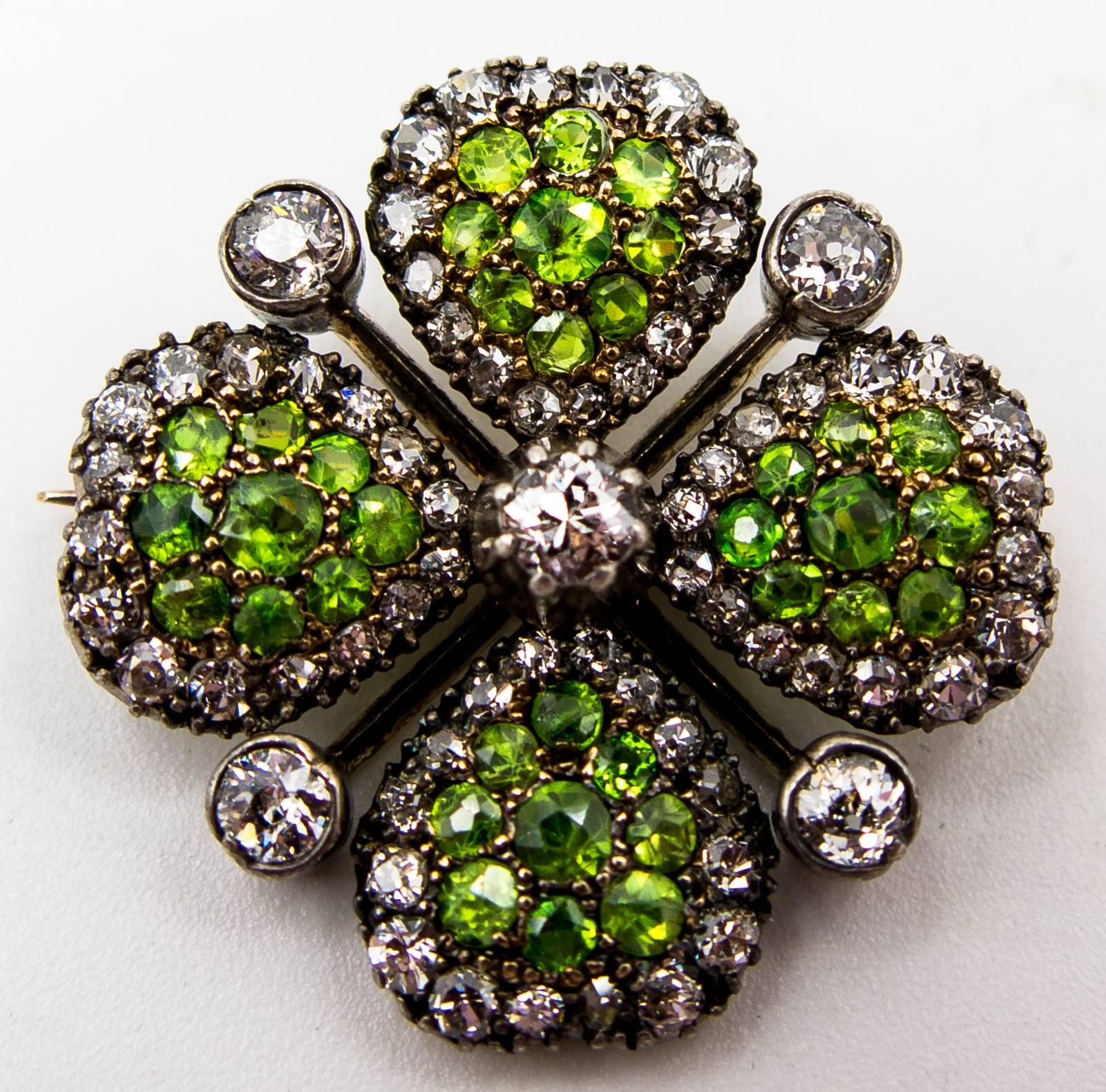 A four leaf clover traditionally signifies the assurance of good luck, and while we cannot guarantee good fortune, we can definitely assure the wearer that this charming little jewel will attract much attention. Demantoid garnets are the rarest and
