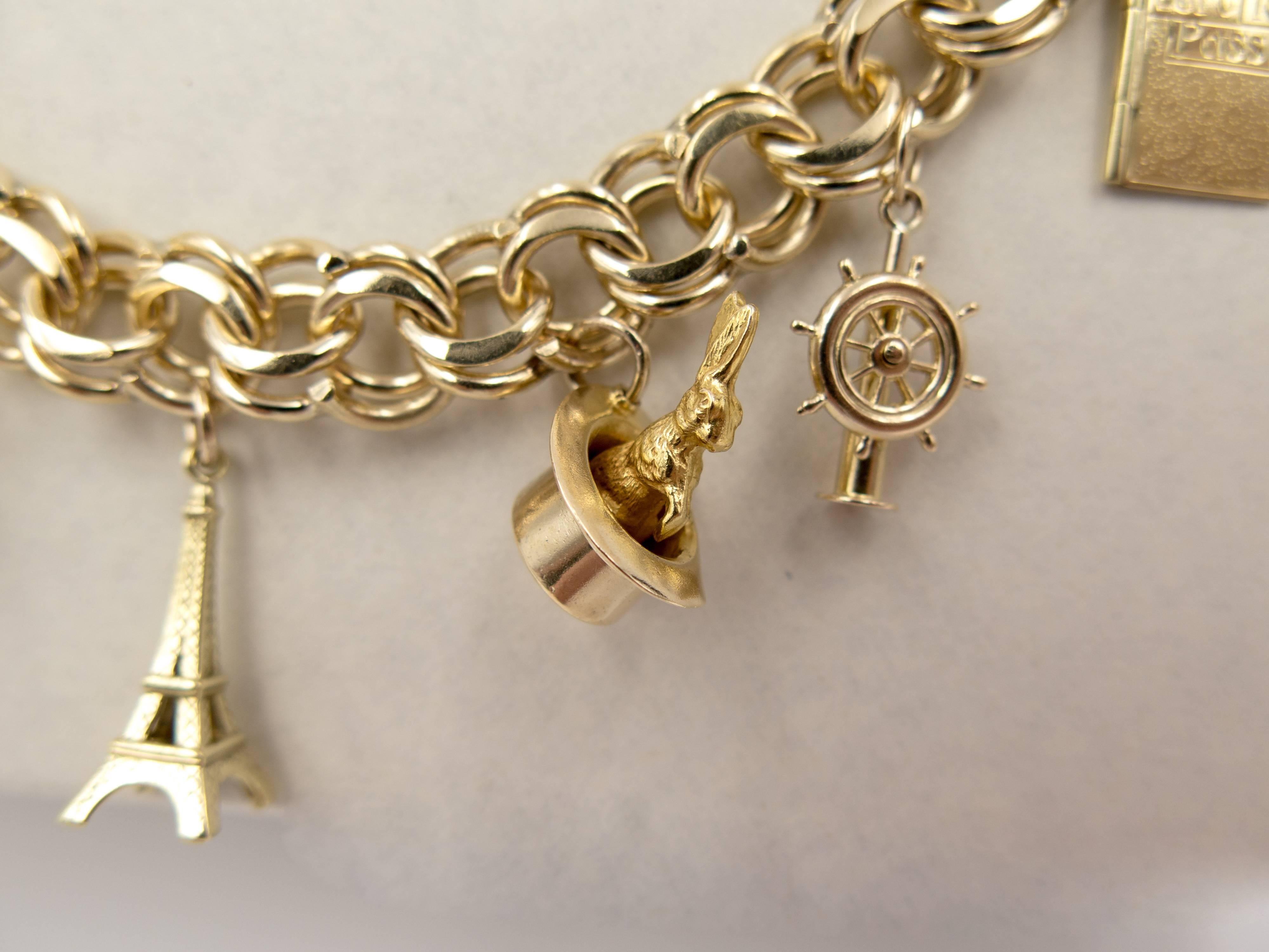 Women's Delightful Travel Story Gold Charm Bracelet