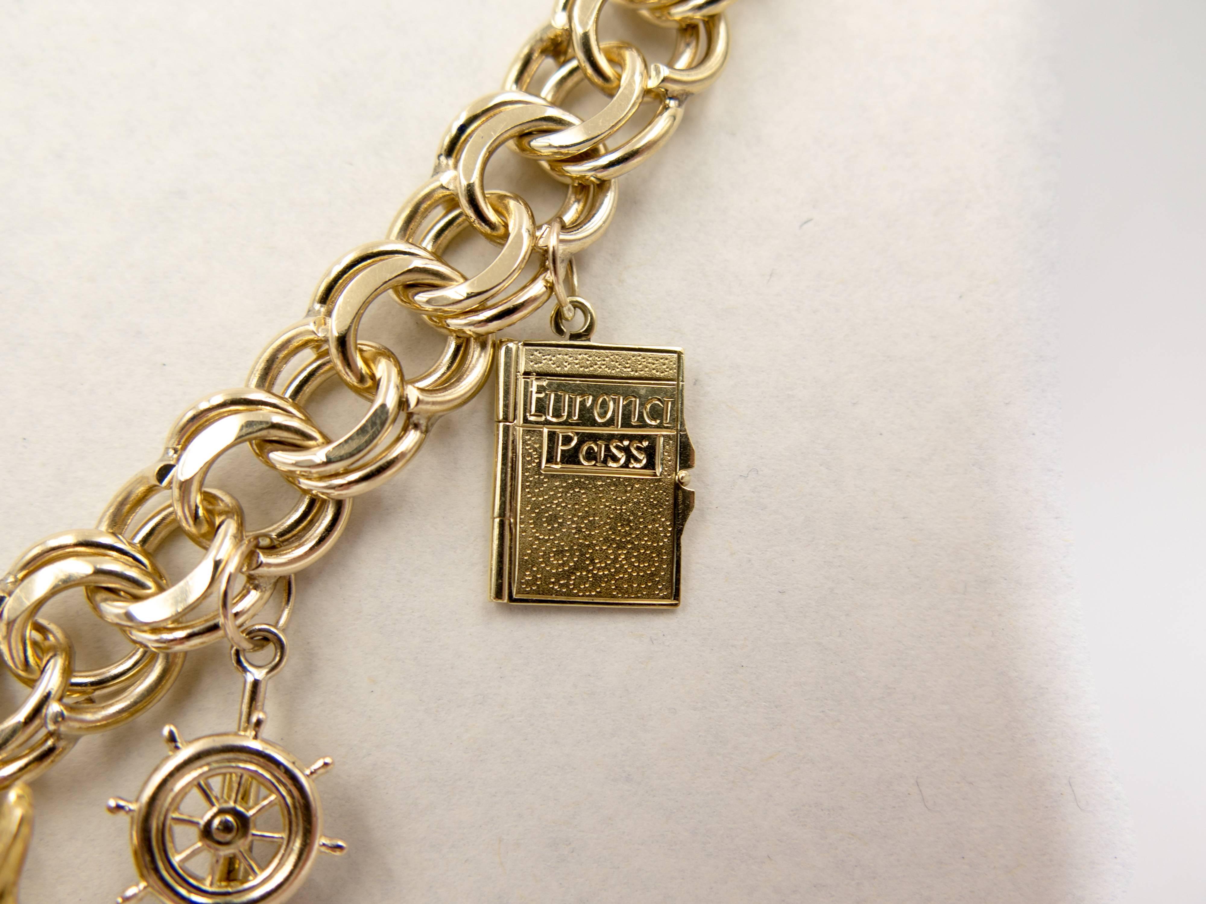 Delightful Travel Story Gold Charm Bracelet 1