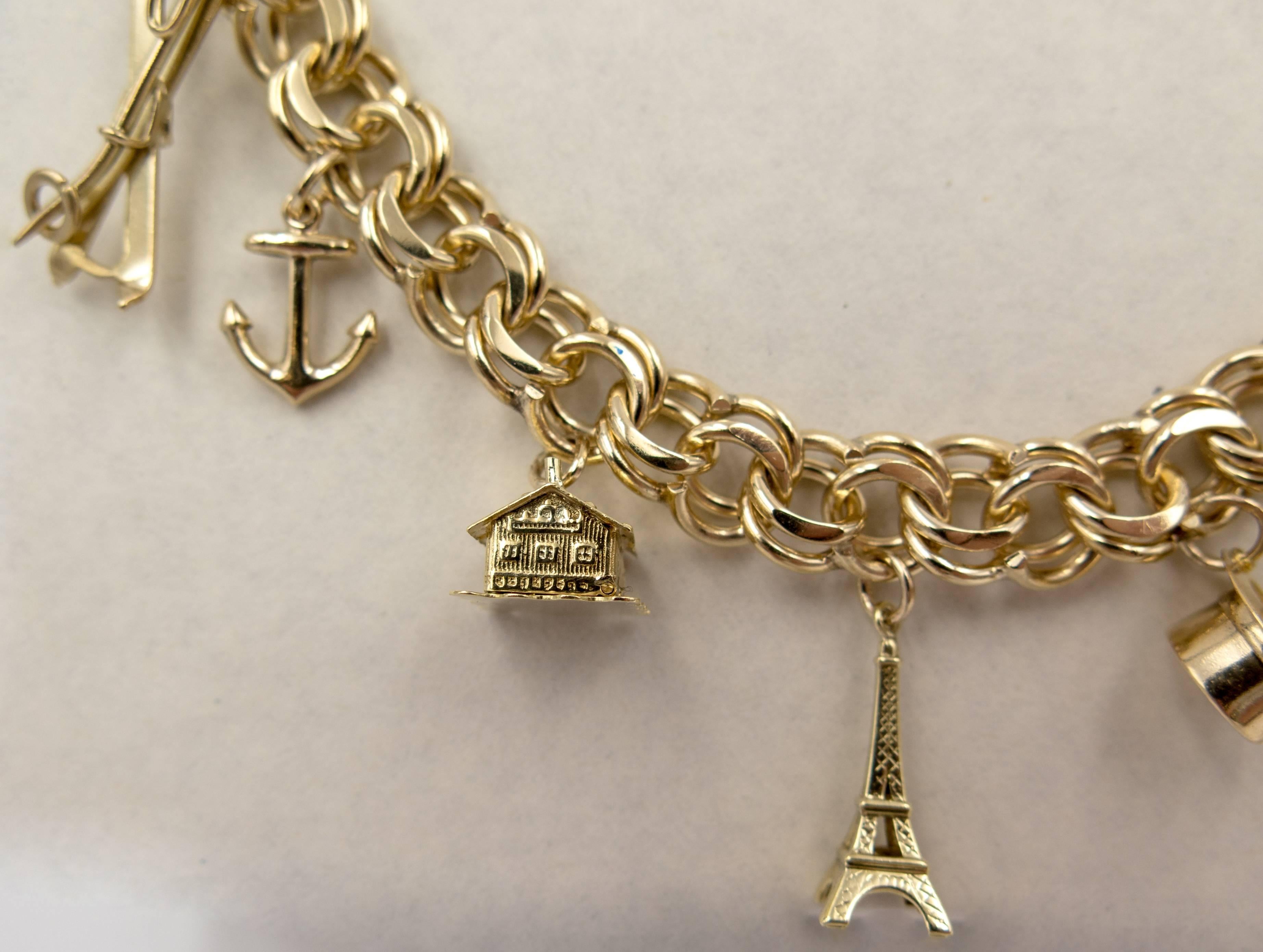 Delightful Travel Story Gold Charm Bracelet 2