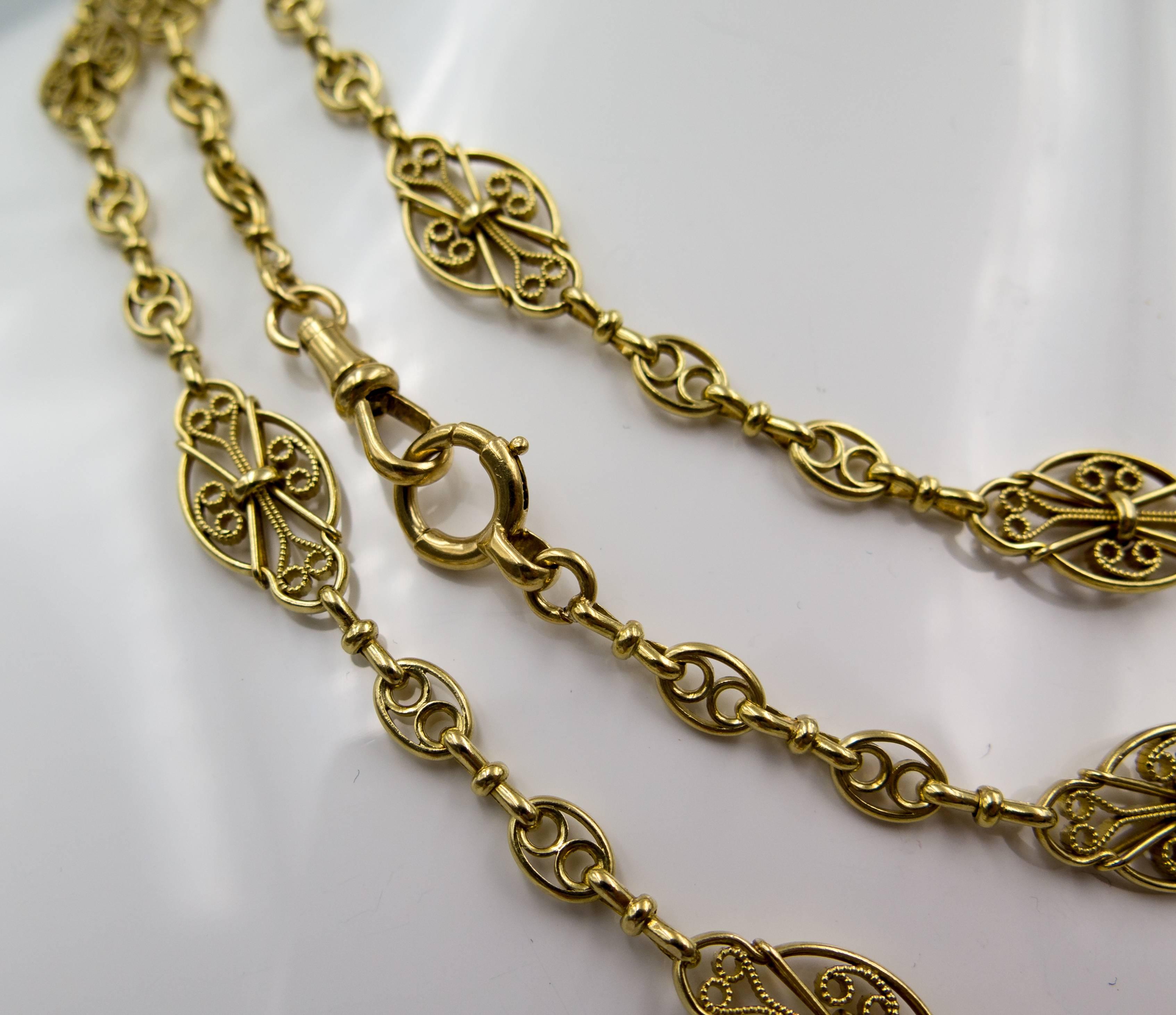 Elegant Antique French Gold Longchain In Excellent Condition In New York, NY