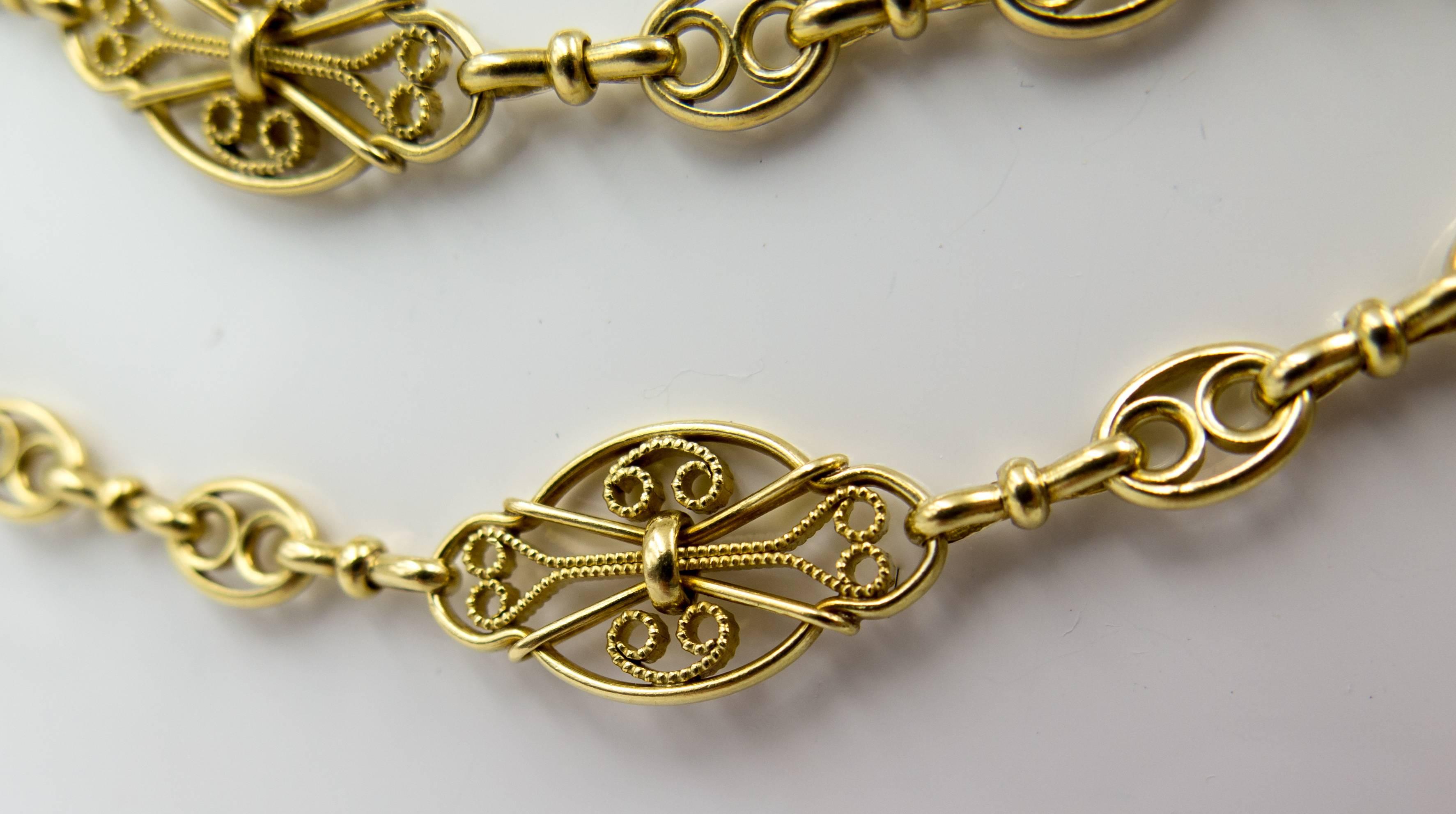 Women's or Men's Elegant Antique French Gold Longchain