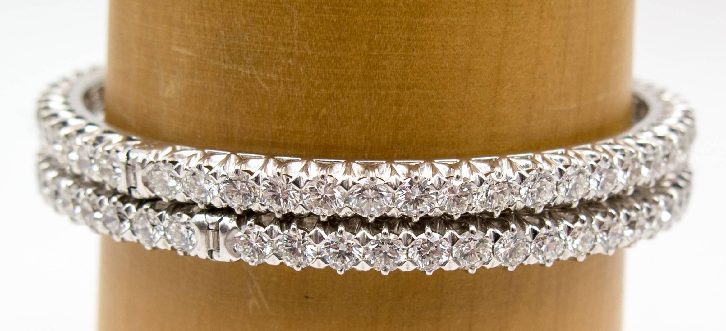 White Gold Diamond Hinged Bangle Bracelet 2