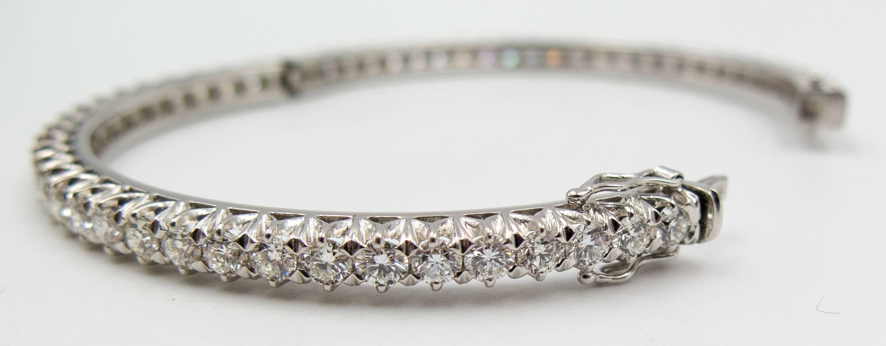 White Gold Diamond Bangle Bracelet 1