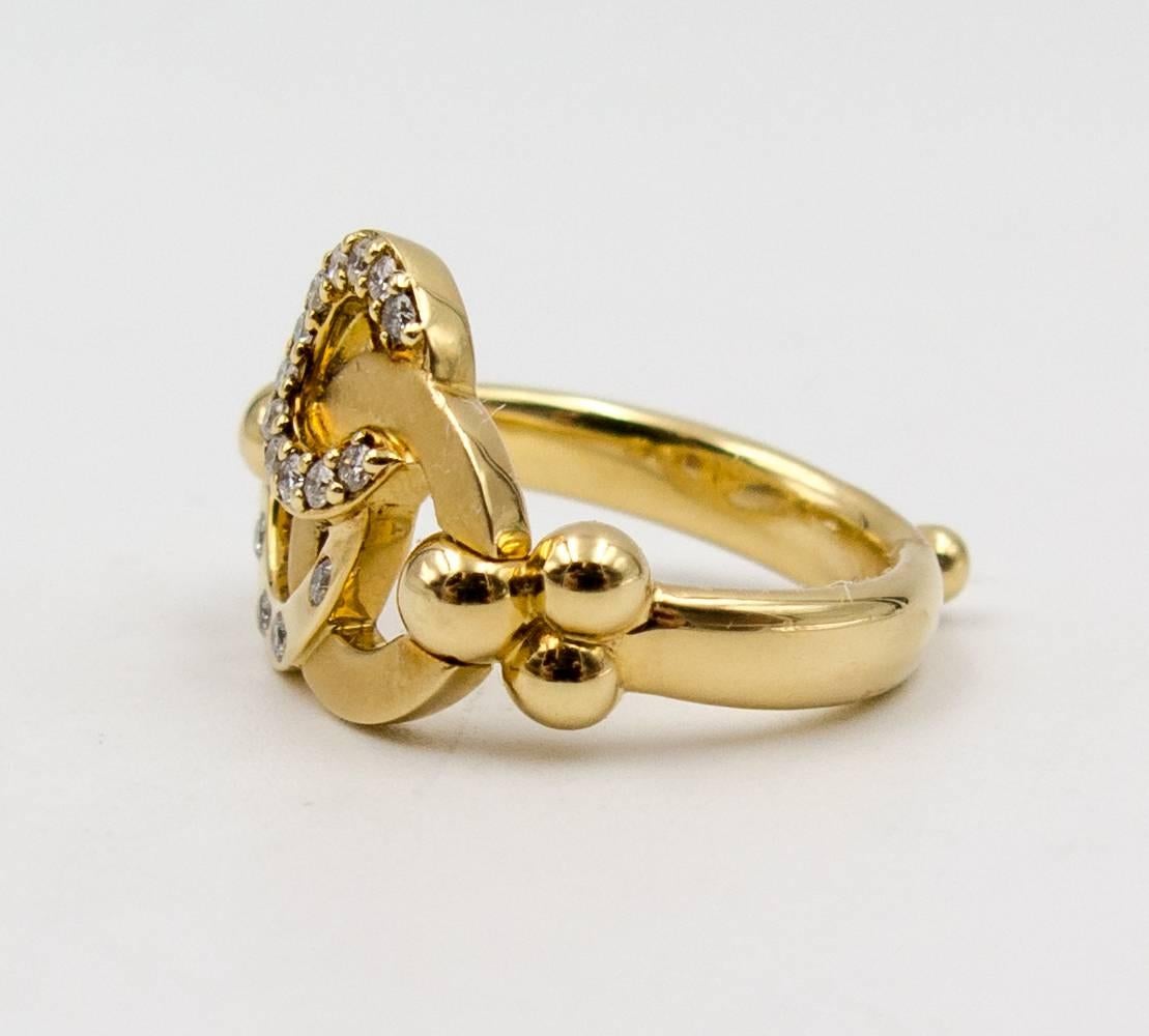 Temple St Clair Gold Diamond Trinity Ring In Excellent Condition In New York, NY