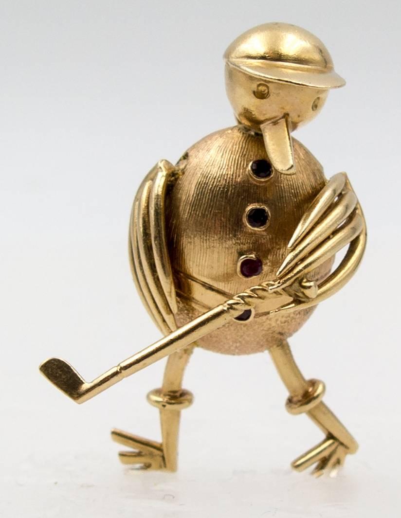Kinetic Golfing Duck Pink Gold Charm 1