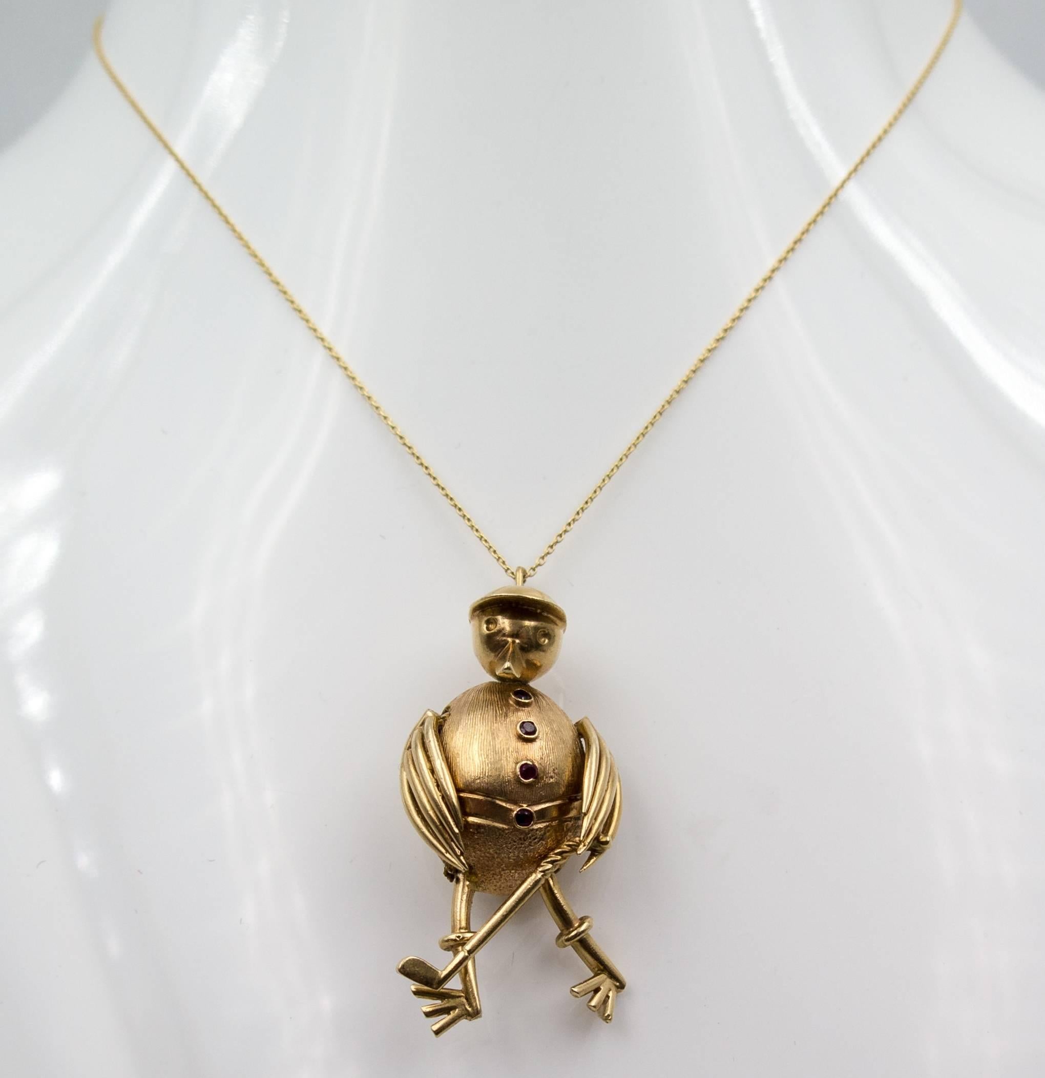Kinetic Golfing Duck Pink Gold Charm 4